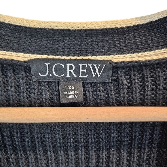 J. Crew Ribbed V-Neck Cotton Cardigan Sz XS Black Nautical Prep Old Money Staple - Picture 13 of 16
